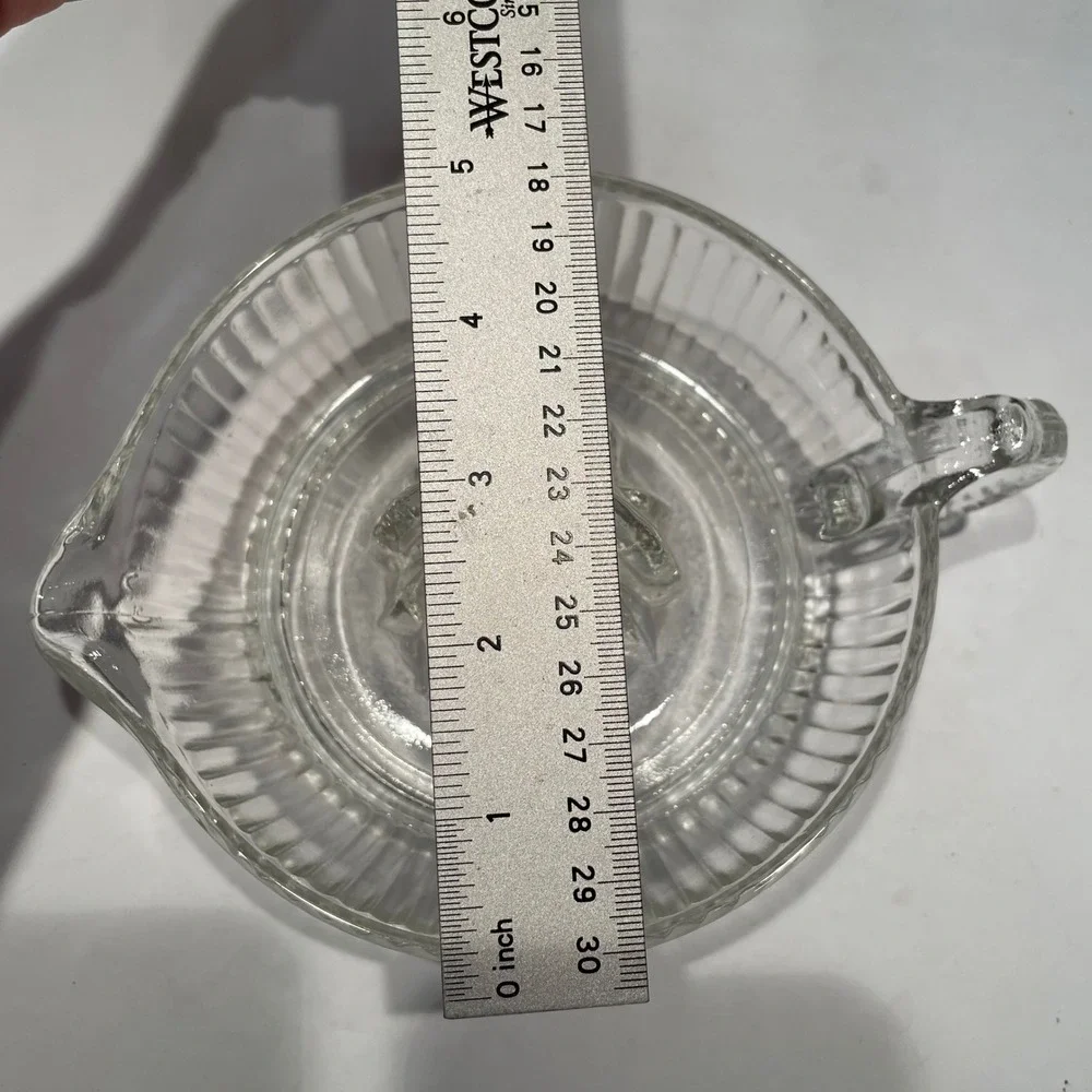 Vintage Clear Glass Citrus Juicer Reamer with Handle and Pour Spout 6 Inch